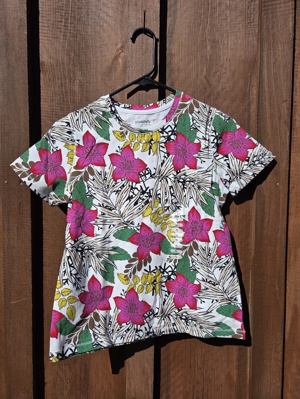 Vintage Stretch Tee Tropical Floral Petite Small